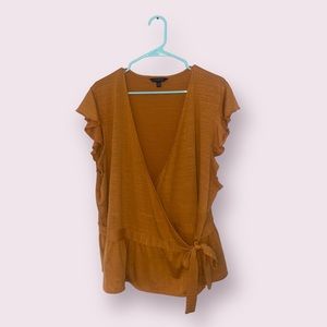 Burnt Yellow Banana Republic wrap Blouse Womens XXL